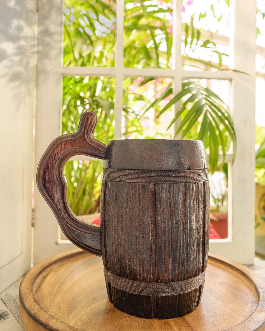 Handcrafted Wooden Barrel shaped Beer Mug